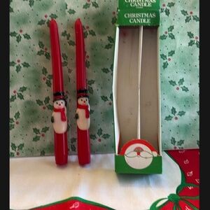 Vintage Snowman Taper Candles